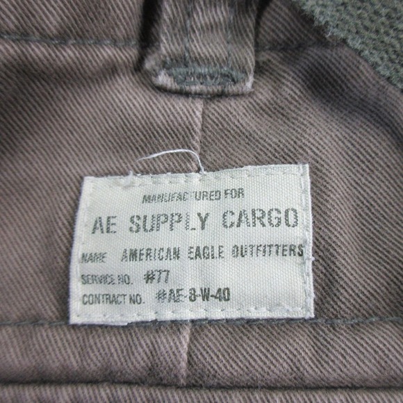 American Eagle AE Supply Cargo Shorts Men 38 Green Cotton Hiking Outdoor y2k 610 - Picture 5 of 13